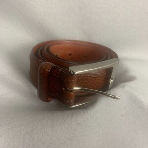 Daniel Crémieux Full Grain Brown Leather Belt Size 36 Classic Dress Accessory
